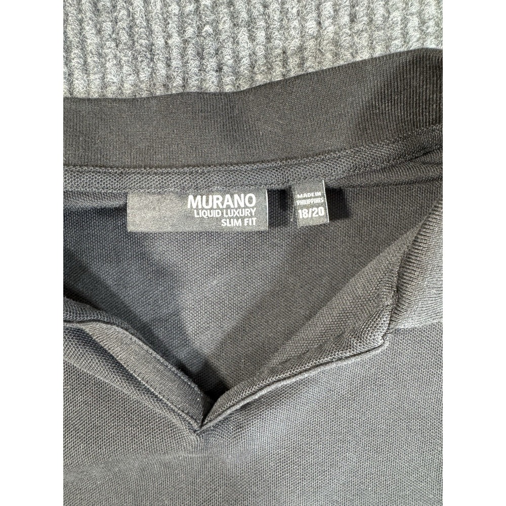 Murano Liquid Luxury Slim Fit Men's Polo Shirt Black 18/20 100% Cotton - Picture 2 of 4